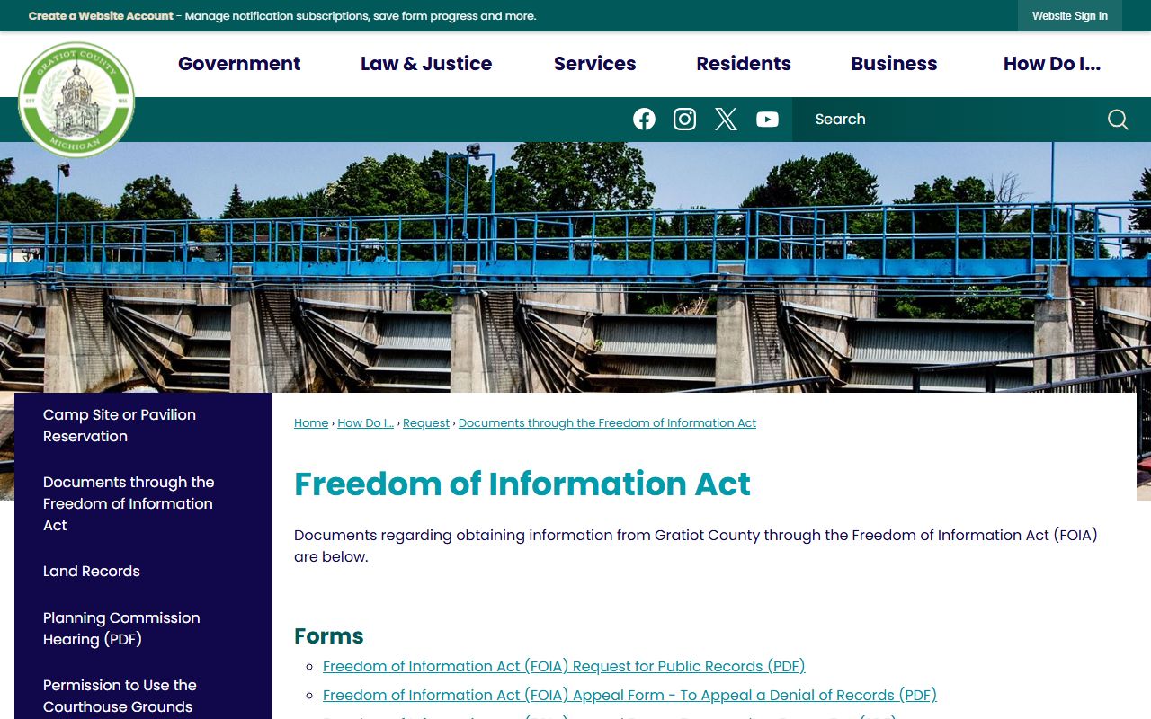 Gratiot County inmate records FOIA request page