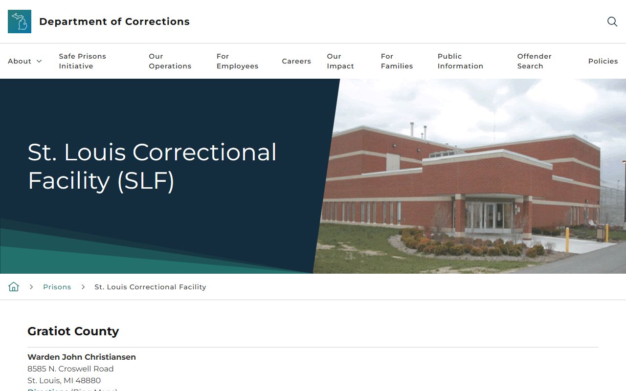 St. Louis Correctional Facility inmate lookup and MDOC facility page